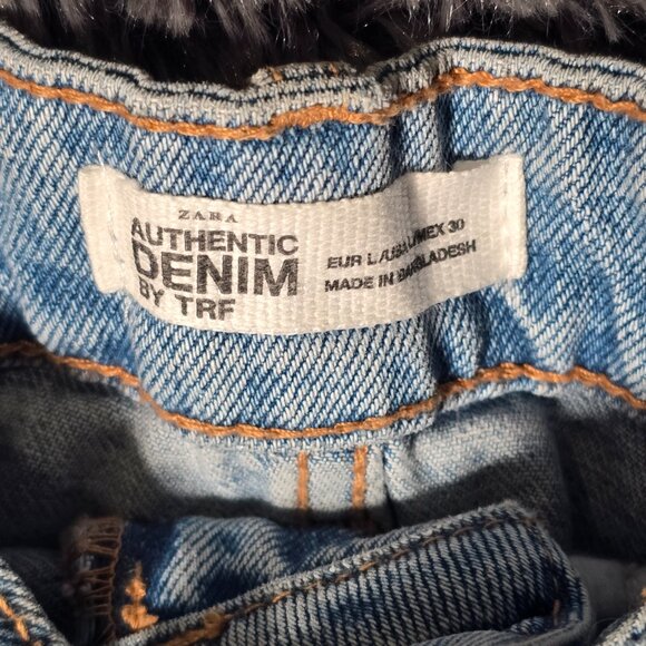 Zara Womens Side Stripe Raw Hem Denim Skirt Size L New With Tags - Picture 7 of 8